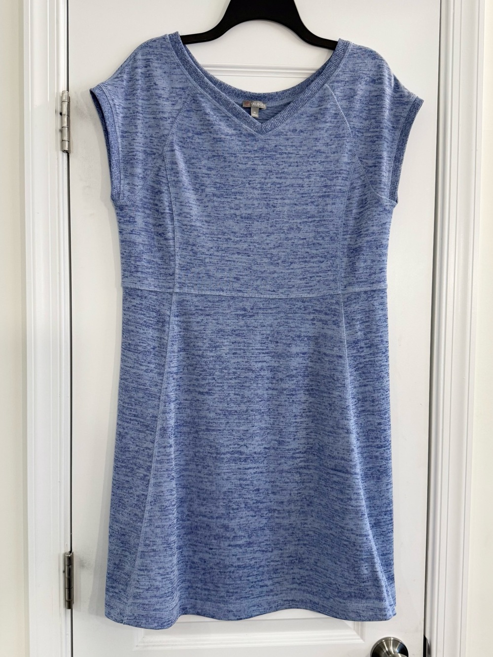 Talbots Blue Knit Dress Women’s M Stretch V-Neck Classic